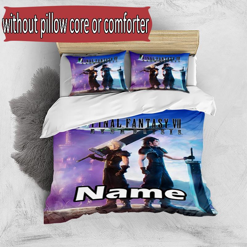 3pcs Duvet Cover Set (1*Duvet Cover + 2*Pillowcase, Without Core), Custom Name Final Fantasy Pattern Bedding Set, Home Bedroom Decor Gift