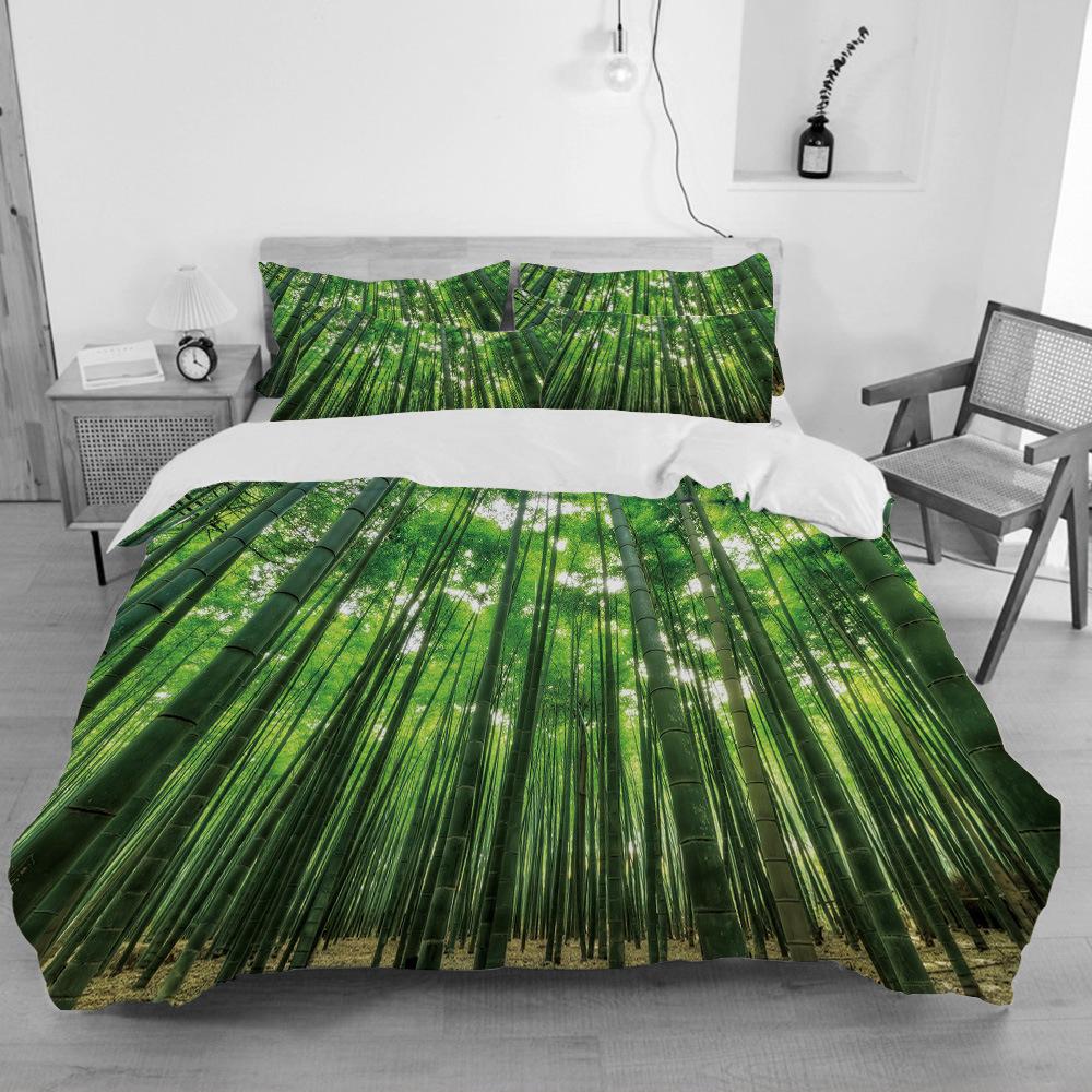 Комплект постельного белья из бамбука Green Nature Plant King Size, полиэстеровое одеяло с наволочкой для детей, мальчиков и девочек