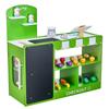 VEVOR Kids Grocery Store Playset, Wooden Play Market Stand with Shopping Bag, Kids Supermarket Pretend Play Store with Conveyor Belt, Scanner