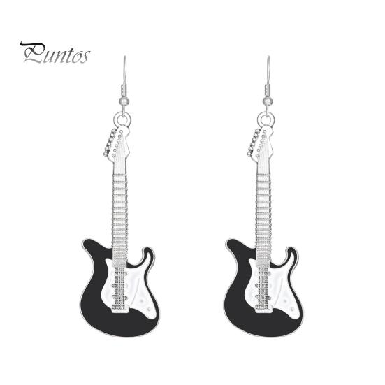 1 пара женских модных серег, привлекательная тонкая работа, индивидуальный шик, нежная повседневная одежда, серьги-капли из сплава, электрогитара, поставка свиданий