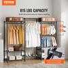 VEVOR Heavy Duty Clothes Rack, Rolling Clothing Garment Rack with 4 Hang Rods & 8 Storage Tiers, Adjustable Custom Closet Rack