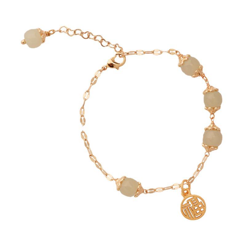 Браслет из нефрита Хэтянь - Ретро-дизайн, подарок для лучшей подруги