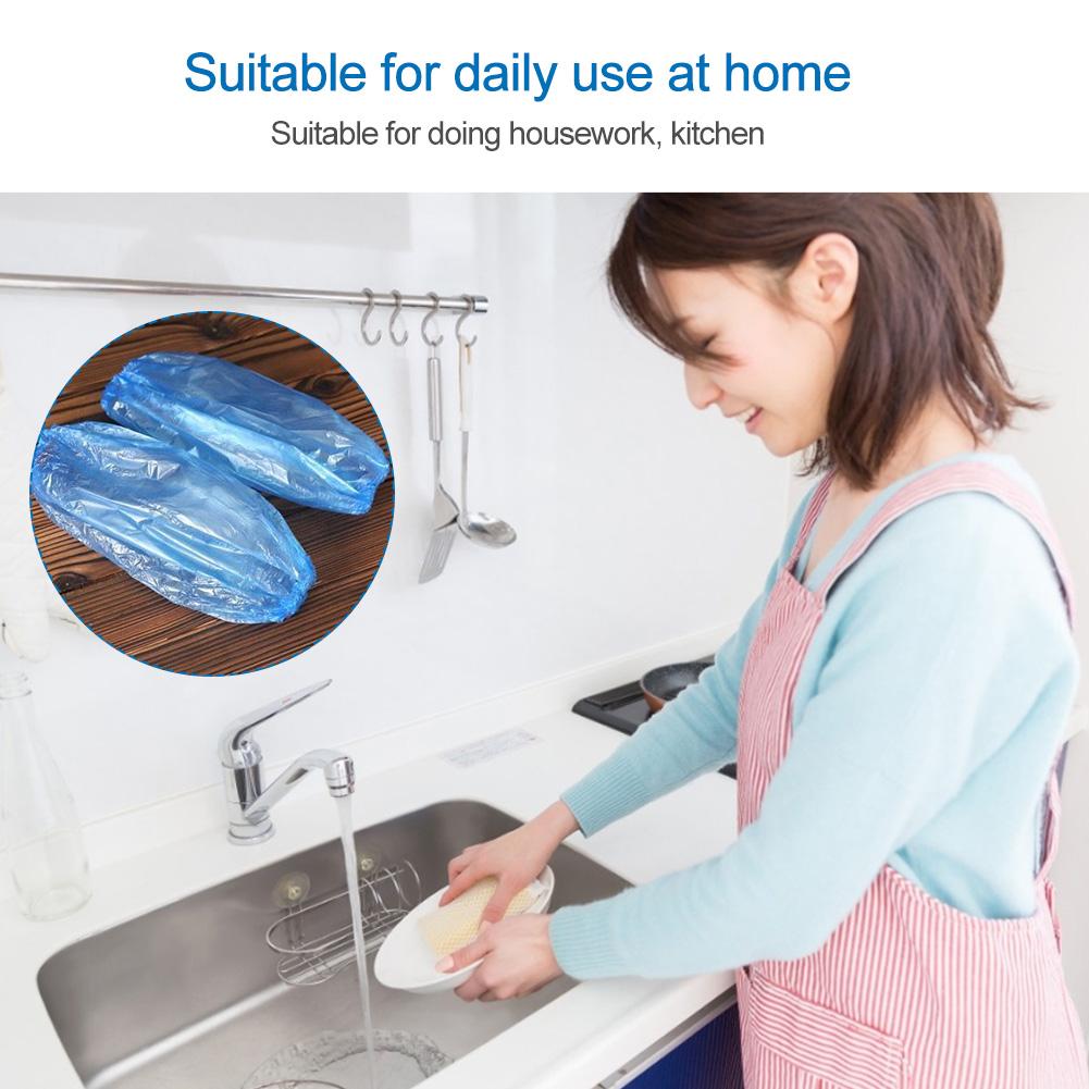 100 шт./упак. Пластиковые одноразовые нарукавники для защиты рук, синие