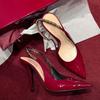 Fashion 2025 New Chain Stiletto Heels Women's New Pointed Head Light Mouth Red Wedding Sandals