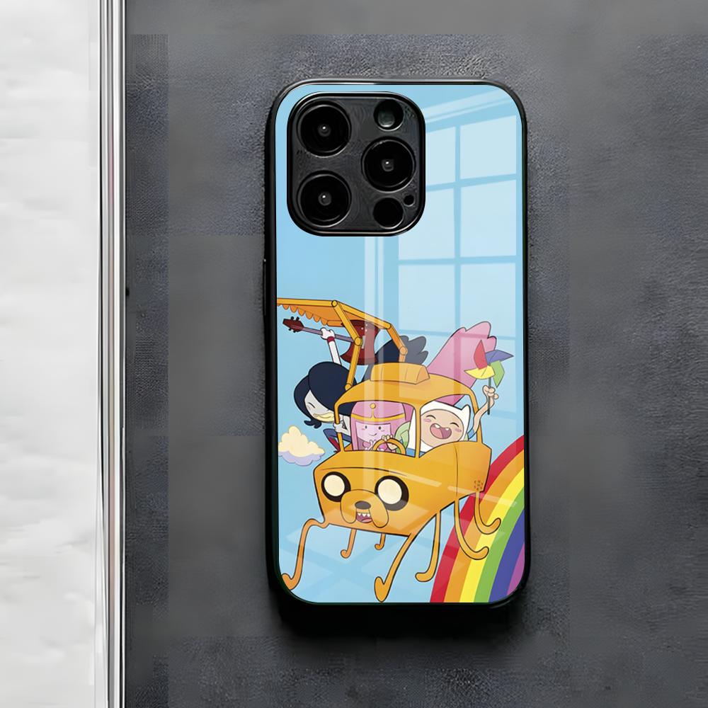 A-AdventureS Cartoon-T-Time-AT Phone Case For IPhone 17 Air 16 E Pro Max 15 14 13 Mini 12 Pro 11 Max Plus Black Glass Cover
