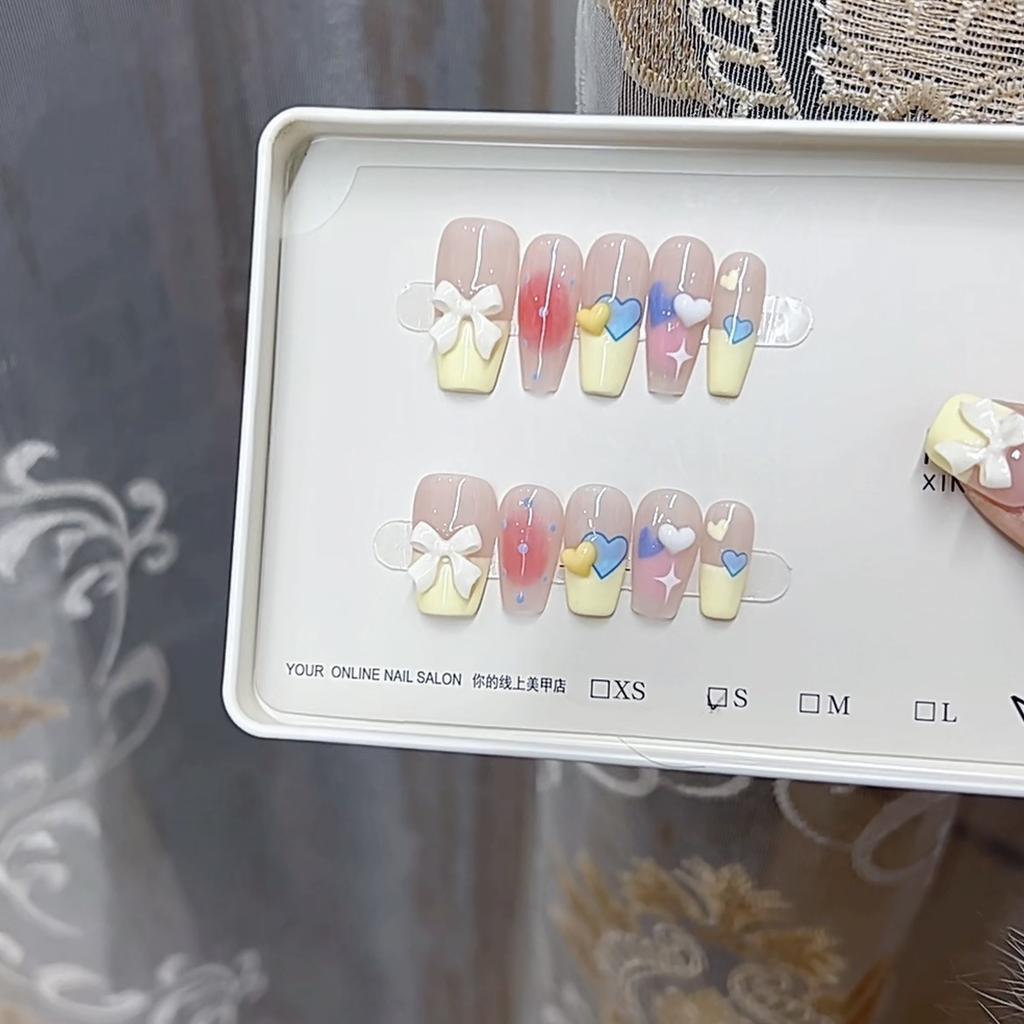 Чисто ручная работа Фототерапия Носимый Касуми Макарон Ручная роспись Румяна Стиль Многоразовый Наклейка для ногтей