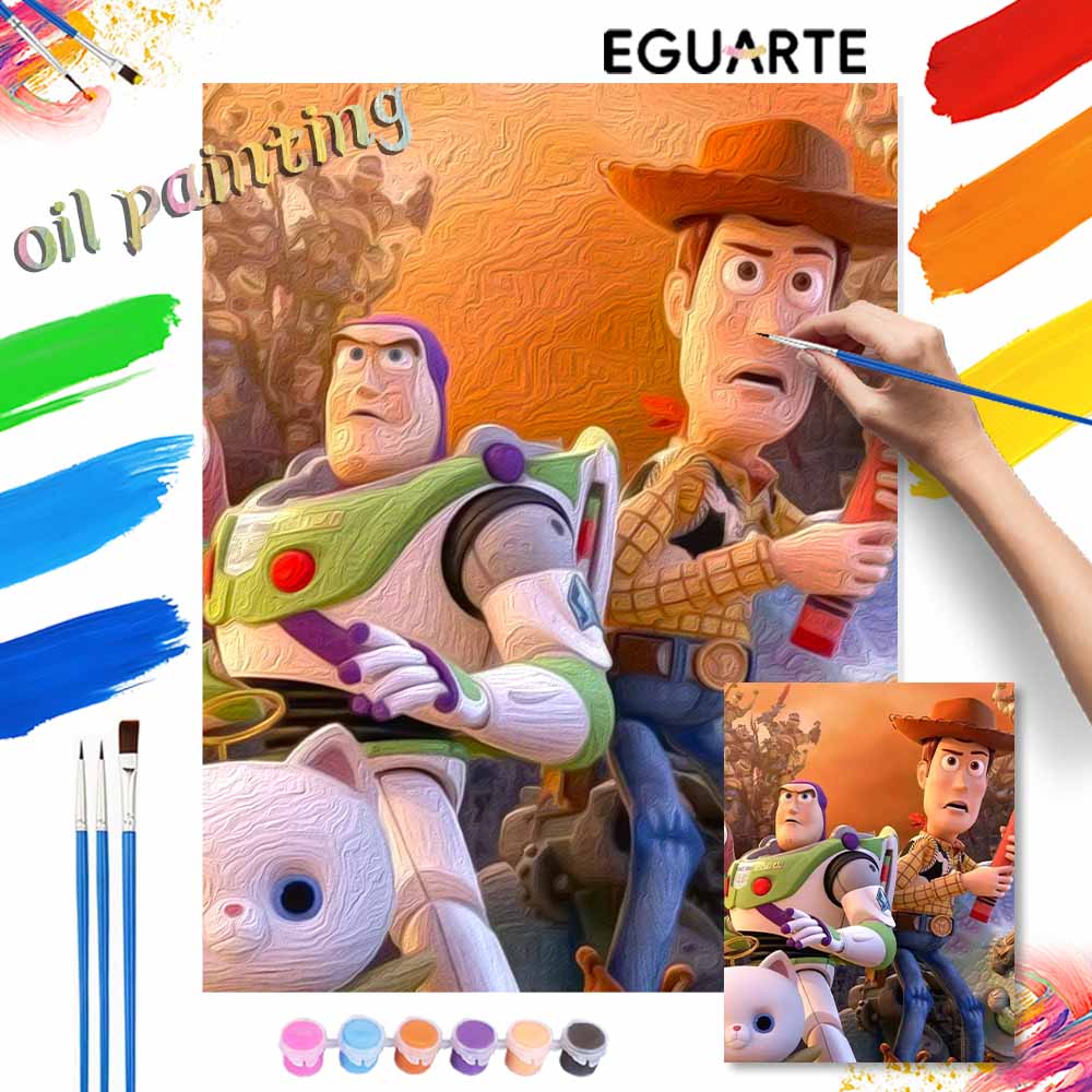Disney Toy Story Woody Buzz digital oil painting diy handpainted coloring painting home decoration gift wall art 130 characters!