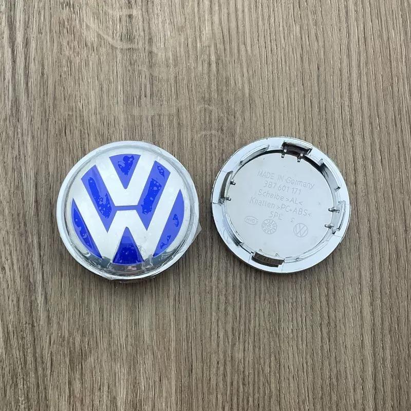 For VW Volkswagen Jetta MK5 Golf 4 Pieces of 65mm 3D sticker wheel hub center cover for VW Polo Golf4/5/6/7 MK5 MK6 MK7 CC Tigua