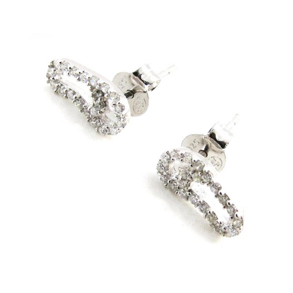 Les Trésors De Lily [I9838] - Серебряные серьги «Щипцы» (родиевое покрытие) - 11x6 мм