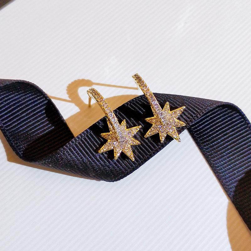 Серьги в форме восьмиконечной звезды, серьги высокого класса с нишевым дизайном, новые модные серебряные серьги-иглы