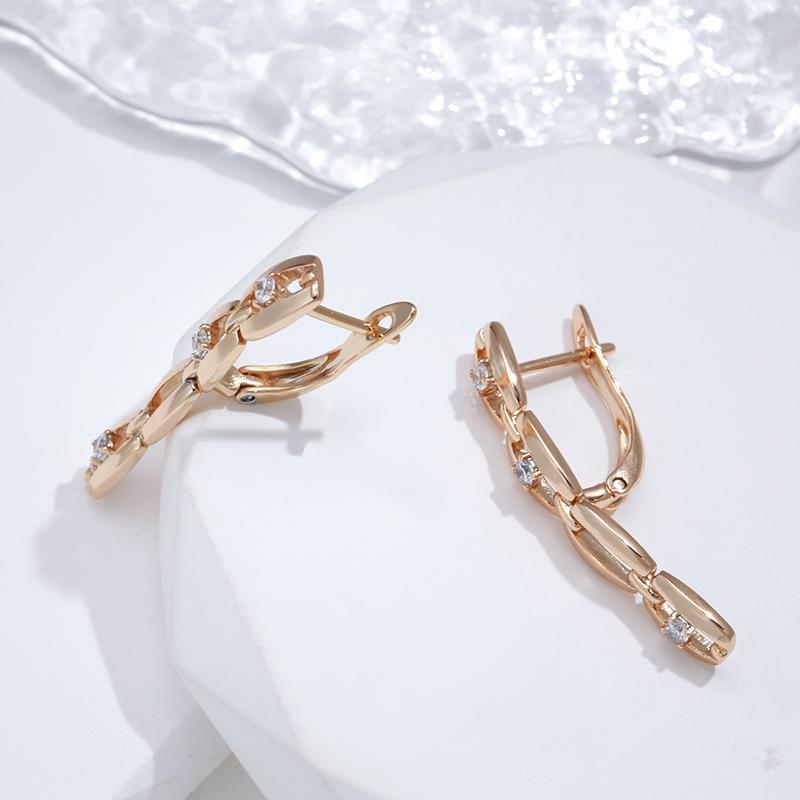 Минималистский замок, длинные кулонные серьги с цирконом, ювелирные изделия цвета розового золота для женщин