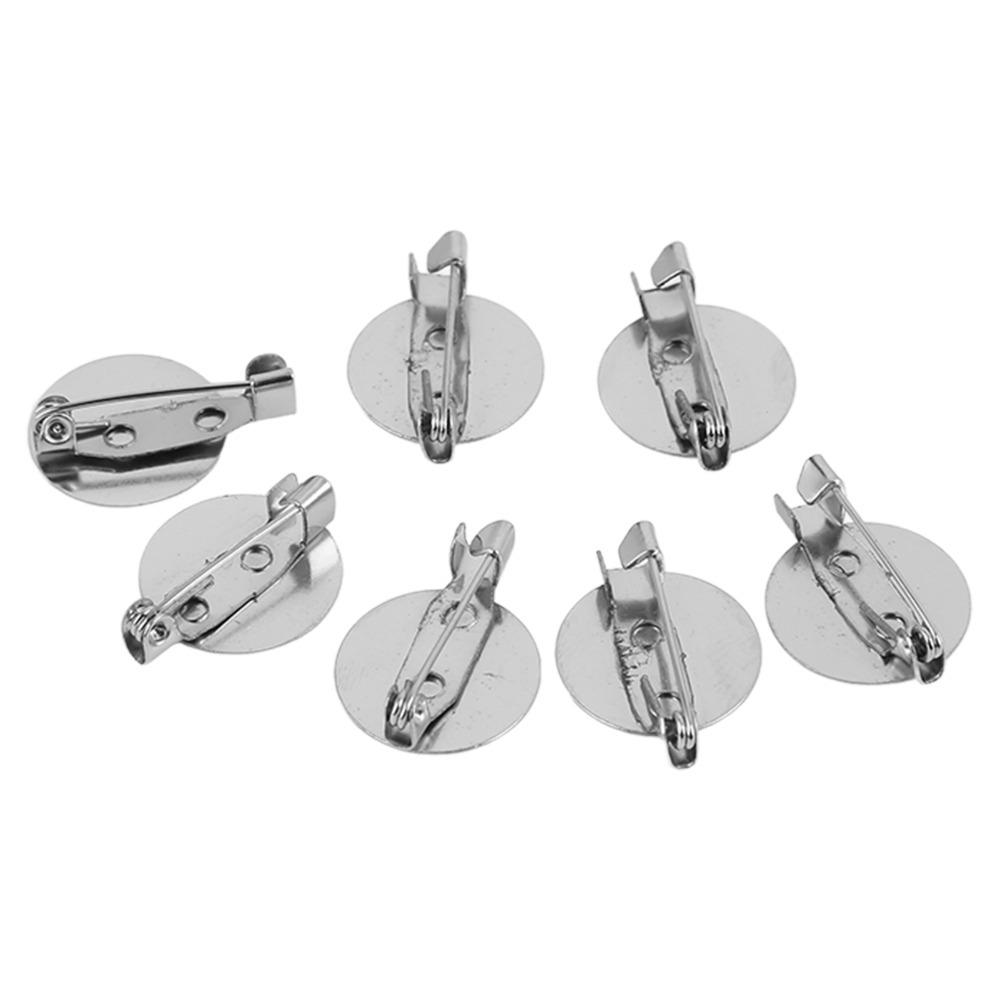 100pcs Metal Brooch Clasps Silver Brooch Blank Round Tray Brooch Clasp Clip Pins DIY Jewelry Craft