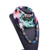 Plant Printing Chiffon Gem Necklace Scarf Women's Spring and Autumn Ethnic Style Natural Stone Necklace Scarf Clothing Collocation