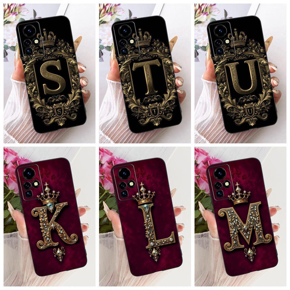 For Infinix Zero X Pro Case For Infinix Zero X Cover Silicone Luxury Crown A-Z Letters 2D Flat Pattern Soft Casing X6810 X6811