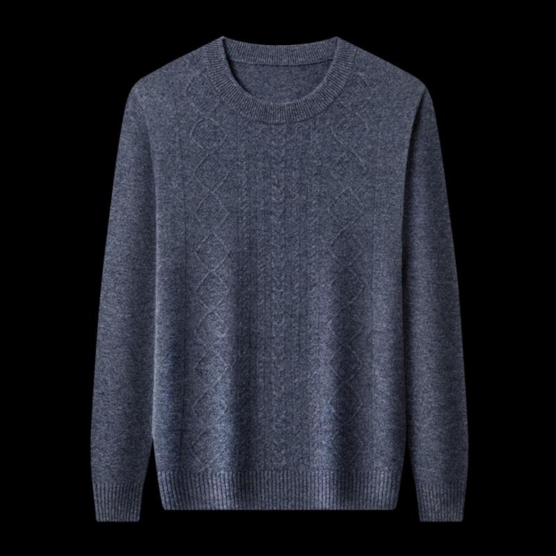 Hengyuanxiang Men's 100% Pure Wool Thickened Mock Neck Pullover Sweater