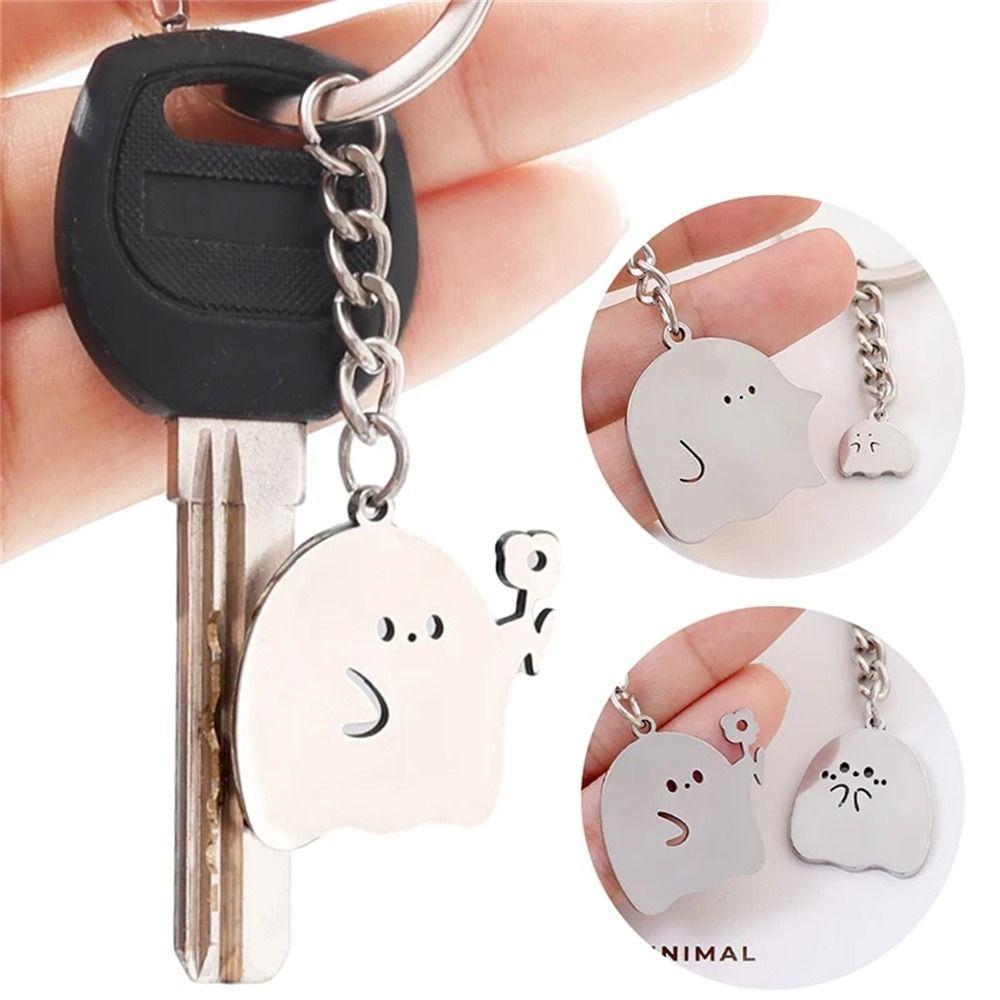 Matching Couple Keyring Cartoon Lovers Keychain Funny Ghost Key Chains School Bag