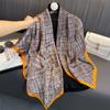 110x110cm Women Silk Square Scarf Hijab Female Design Print Lady Shawl Wraps Foulard Headbands Bufanda Large Bandana Luxury 2023