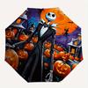Jack Skellington,Halloween Automatic Umbrella   Tri fold Portable Umbrella, Best Holiday Gift for Men and Women, Durable Iron Frame, Playful