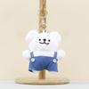 Dog Overalls White Plush Keychain Stuffed Pp Cotton Filling Bag Decoration