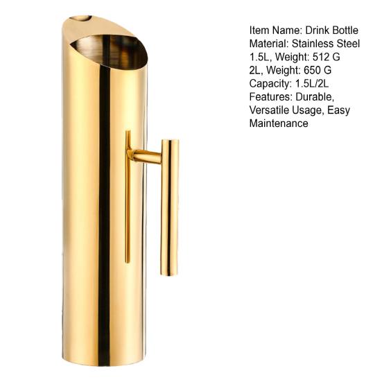 Stainless Steel Drink Pitcher 1.5/2L Large Capacity Cocktail Pot with Handle Modern Beverage Carafe for