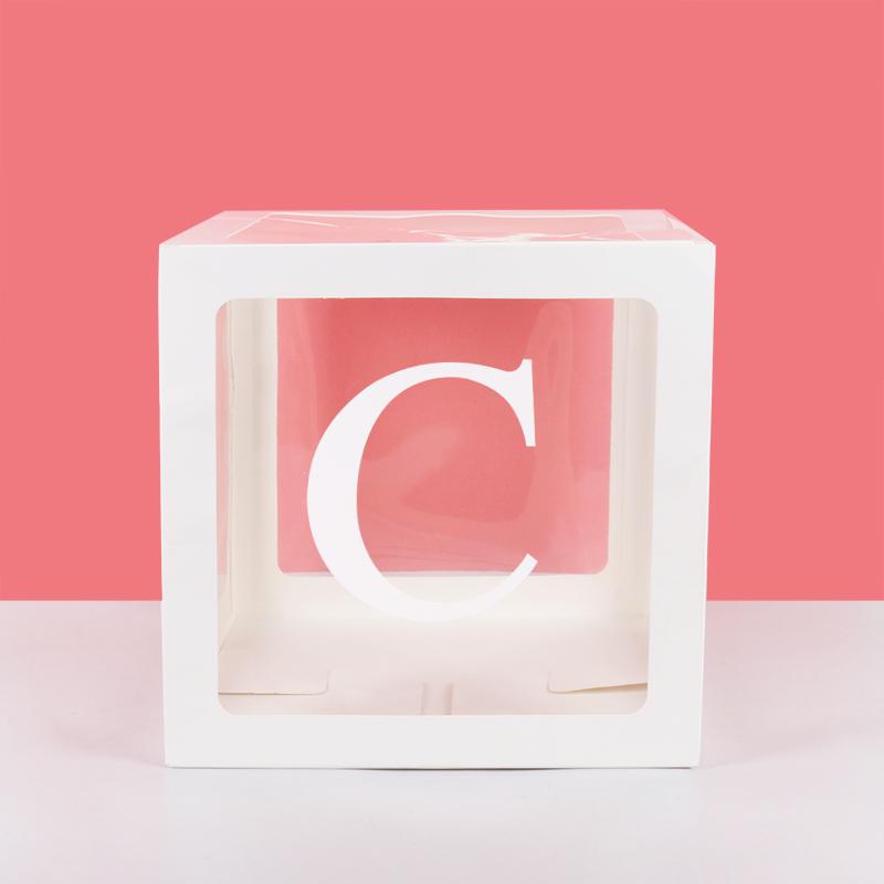 A-Z Letter Name Transparent Balloon Box BABY ONE Blocks Boy Girl Party Gift Box Wedding Decoration Baby Shower Birthday Party