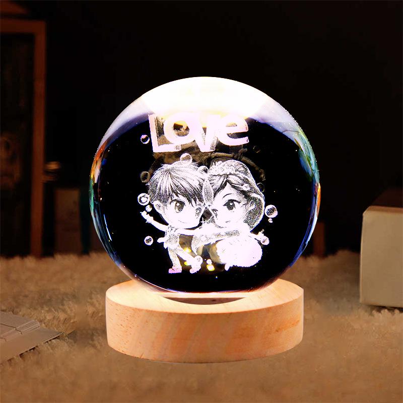 Crystal Ball Night Light: Starry Sky Projector with Deer Design, Creative and Unique Gift.