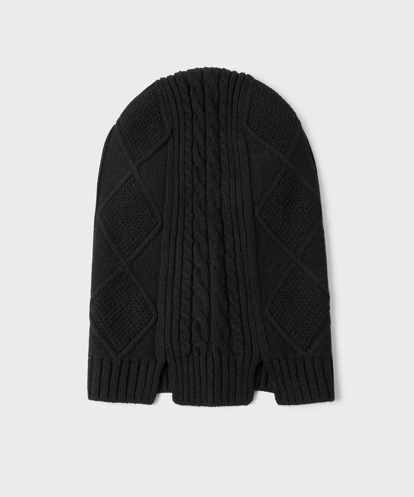 MUSINSA STANDARD Lambswool Cable Knit Balaclava [Black]