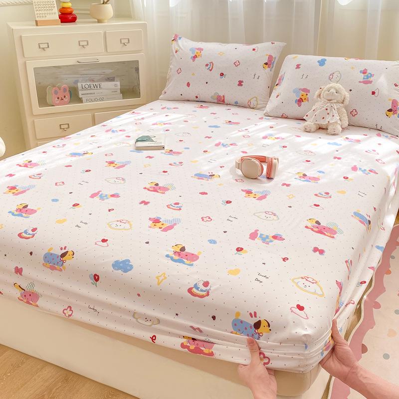 Постельная простыня на резинке из 100% хлопка класса А для мамы и малыша в свежем стиле - Наматрасник из стиранного хлопка Набор из трех предметов