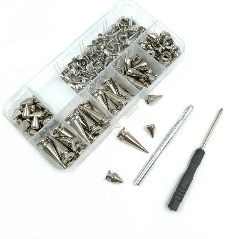 80 Sets Gold Silver Black Clothes Spikes Kit DIY Decoration Back Studs & Spike Leather Craft