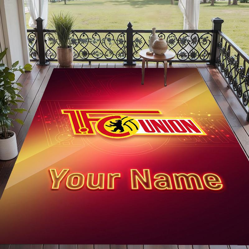 Custom Text Printed Rug Union Berlin FC Non Slip Floor Carpet For Home Room Decor