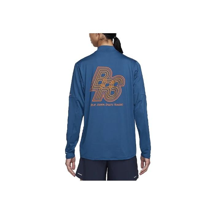 Nike Футболка Element Running Energy с надписью «List Stand» и застежкой-молнией на половину длины, быстросохнущая, повседневная, с длинным рукавом, мужская, цвет Garden-Blue FN3300-476