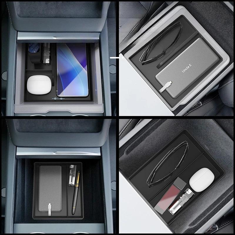 Car Center Console Organzier Tray Armrest Storage Box for Telsa Model 3 Highland Model Y Juniper 2025 Car Interior Accessories