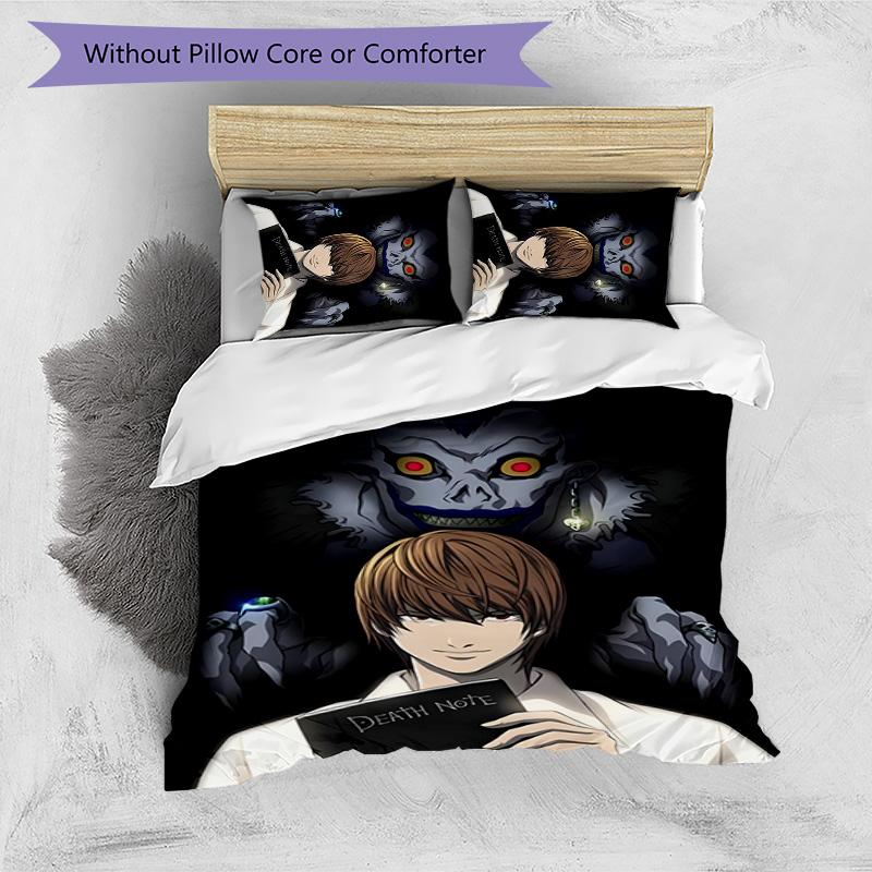 3pcs D-Death Note1 Design Cover Set - HD Printed Bedding with 1 Cover and 2 Pillowcases - Perfect for Home and Dorm Decor