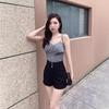 2024 Женские универсальные А-силуэта черные шорты с высокой эластичной талией