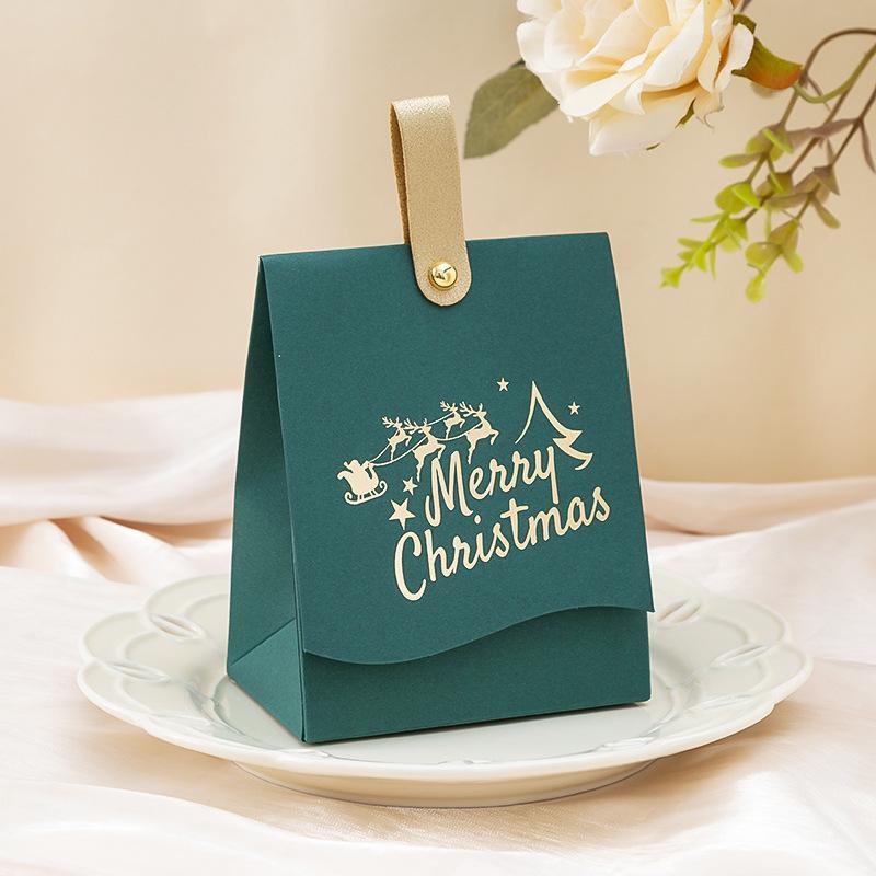 12 шт. Подарочные коробки с рисунком рождественской елки и кожаными ручками, водонепроницаемые упаковочные коробки для праздничных подарков и угощений
