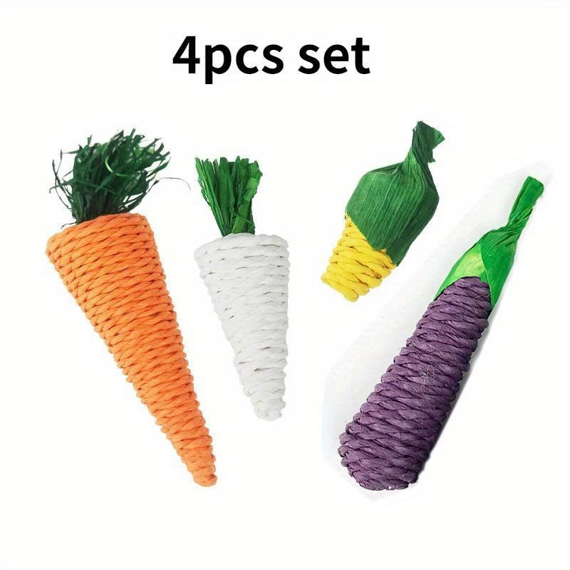 Hamster Rabbit Chew Toy Bite Grind Teeth Toys Corn Carrot Woven Balls for Tooth Cleaning Radish Molar Toys Pet Supplies 1pc