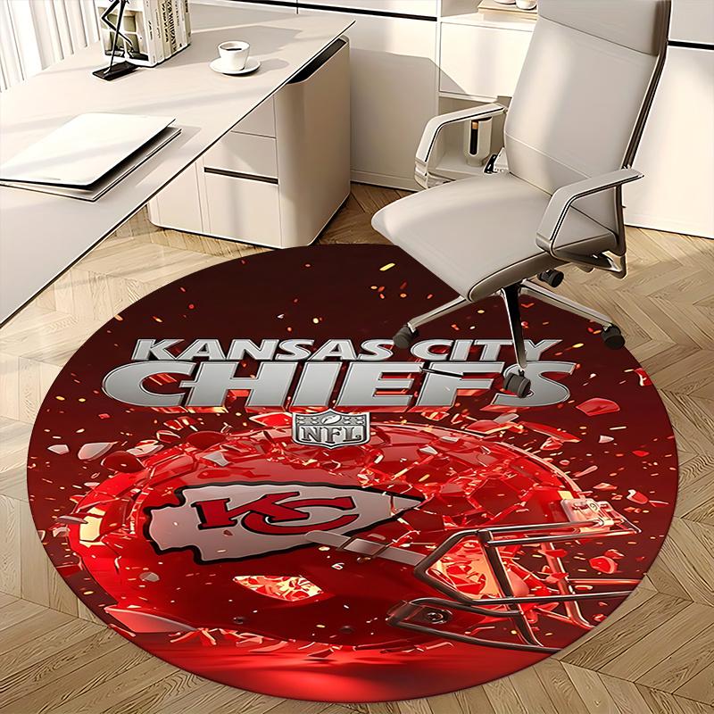 Коврик для стула NFL Kansas City Chiefs - Круглый ковер для домашнего декора, офисного использования, идея для подарка - Подходит для спальни