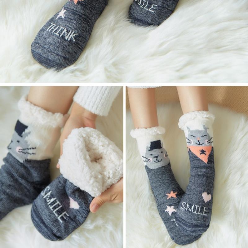 Women Winter Warm Soft Indoor Socks Cozy Plus Pile Carpet Sleeping Sock