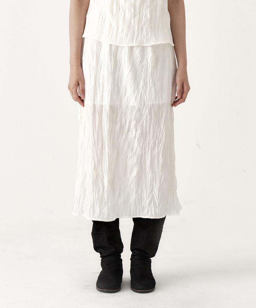 Bowloon Wrinkle Long Skirt (Cream)