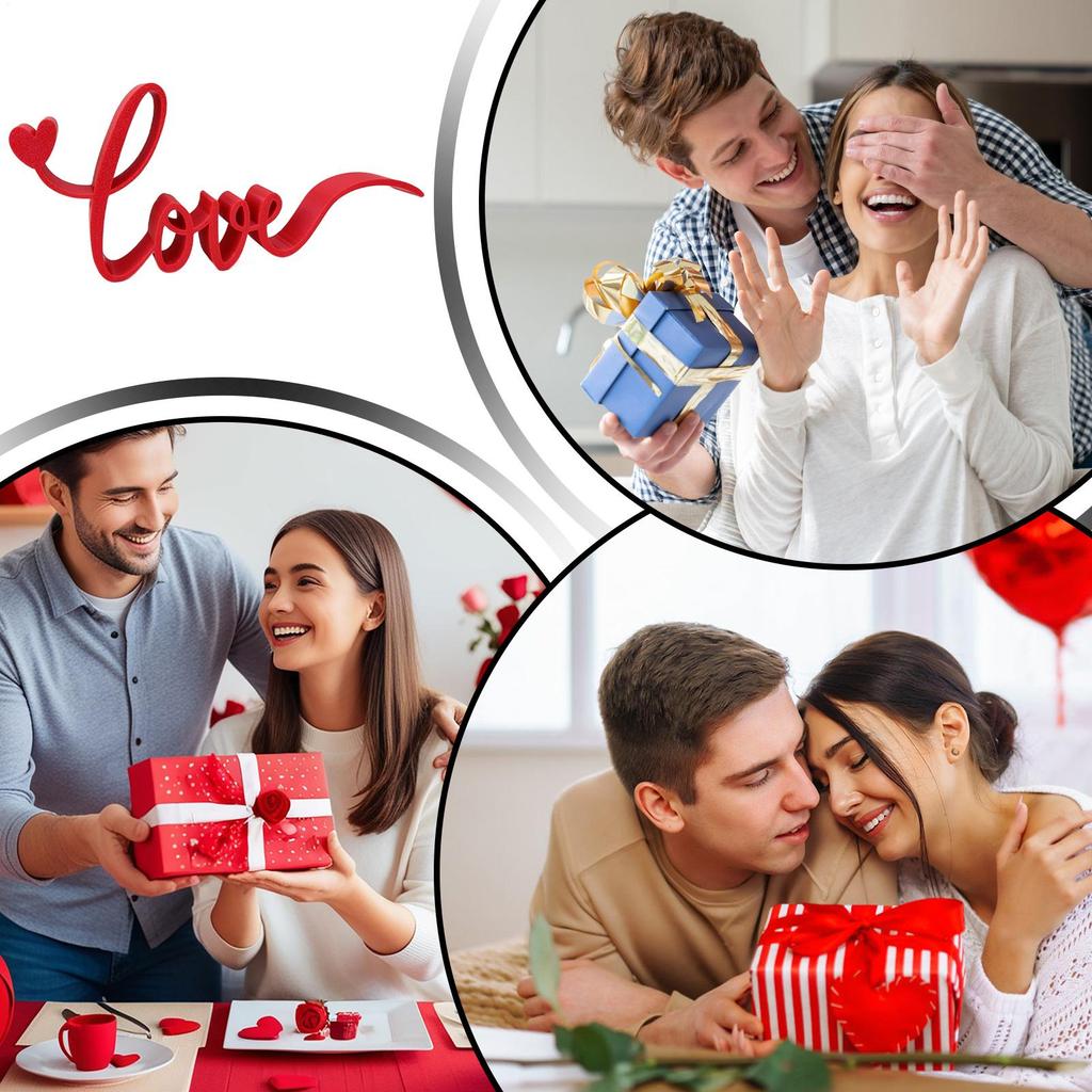 Красные 3D-печатные буквы 'LOVE' Настольные украшения для Дня святого Валентина, Декор для предложения руки и сердца, Счастливая атмосфера 2026, Подарок-любовь