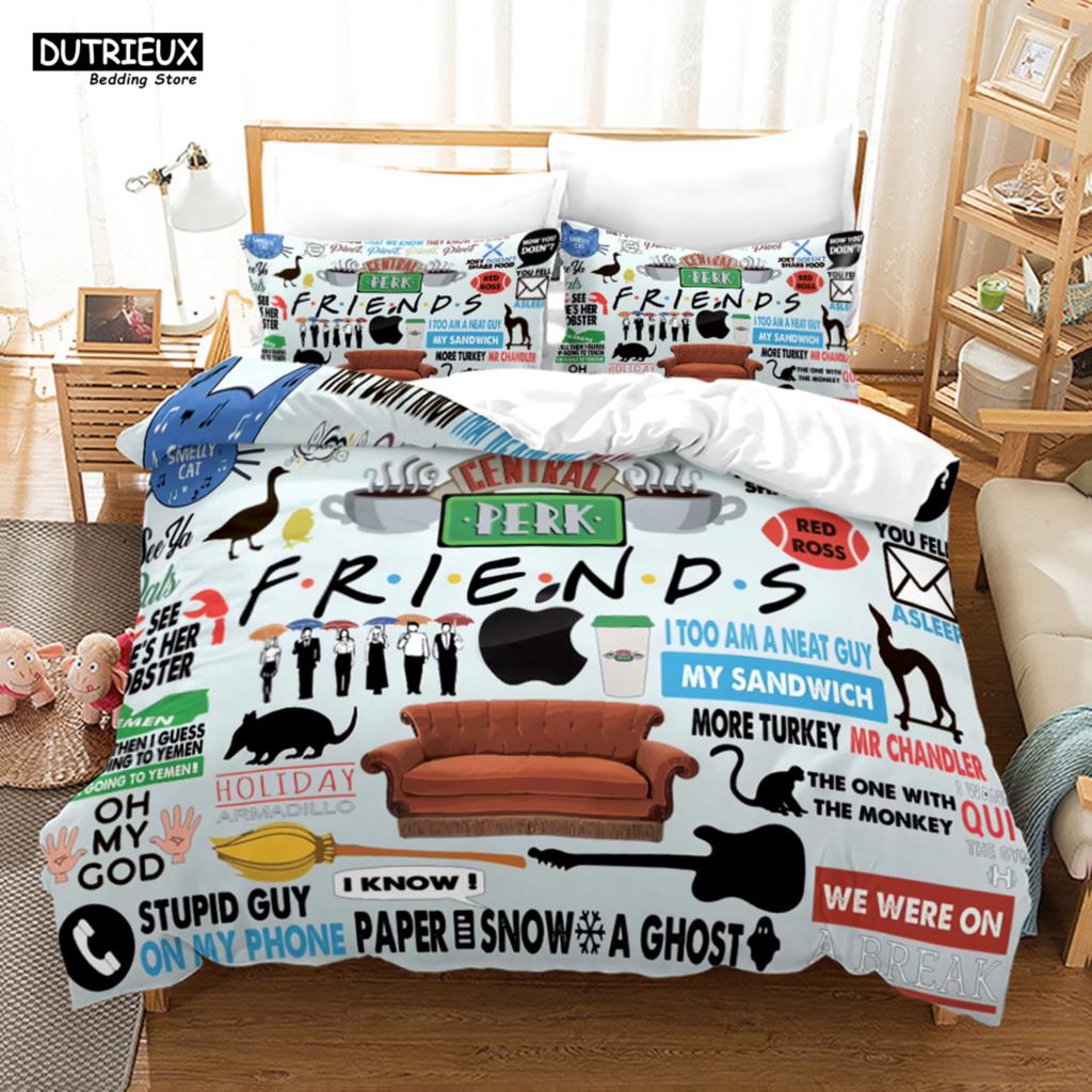 Новые друзья комплекты пододеяльник с наволочкой Twin Full Queen King Double Single Size пододеяльник для женщин взрослых подростков комплект постельного белья