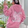 GOOD THIINGS ARE COMINE Women Plush Sweatshirt Solid Color Letter Print Kangaroo Pocket Drawstring Print Hoodie