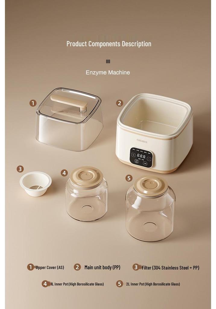 OIDIRE Multi-Functional Yogurt, Natto, Pickles, Rice Wine Fermenter - 1-2L Glass, Smart Home Use