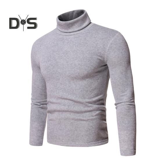 Spring Autumn Men Fitness Top Slim Fit High Collar Stretchy Long Sleeves Solid Color Pullover Fitness Sport Top Winter Bottoming Clothes