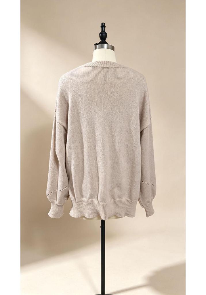 2026 Euro-American Autumn/Winter Women's Loose Solid Color Round Neck Pullover Sweater
