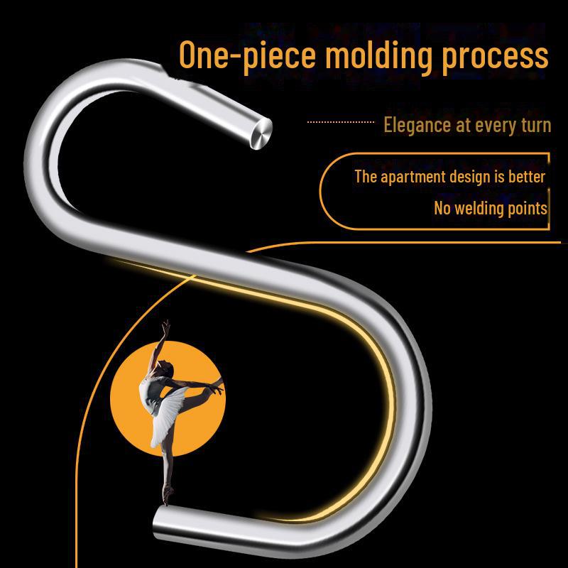 Многофункциональный крючок из холоднокатаной стали в форме буквы S: Идеально подходит для кухни, ванной комнаты или общежития.