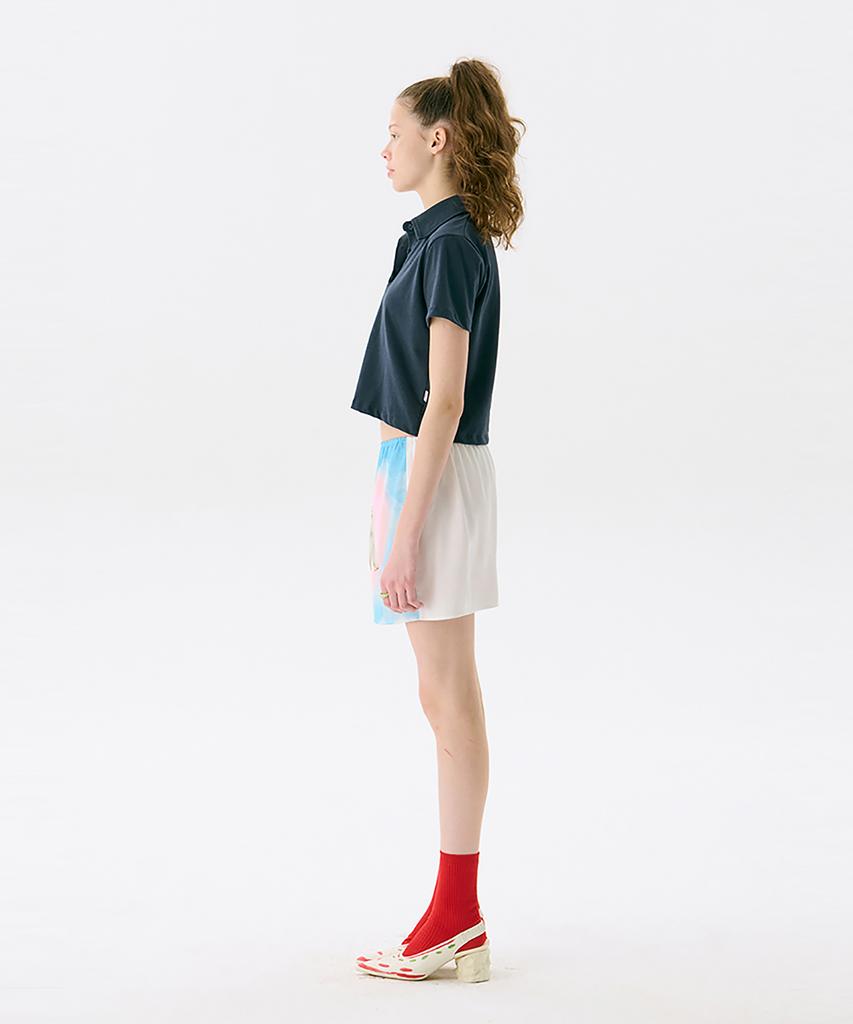 Jun Jun Space Cat Print Mini Skirt_Light Blue