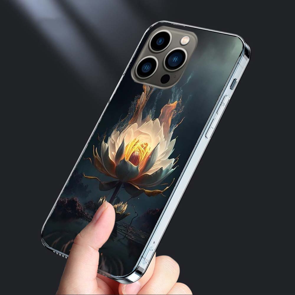 Buddhist Fire Lotus Phone Case For Iphone 16E 15 Pro 14 Plus 17E 16 17 Pro Max Air 11 12 13 Mini Shockproof Capa Cute Cover T