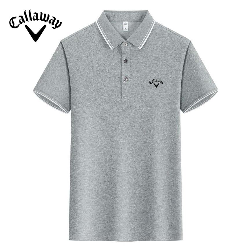 Callaway 2025 Летняя мужская и женская вышитая рубашка-поло Ice Skin Plain Solona Cotton с цветным воротником и блоками