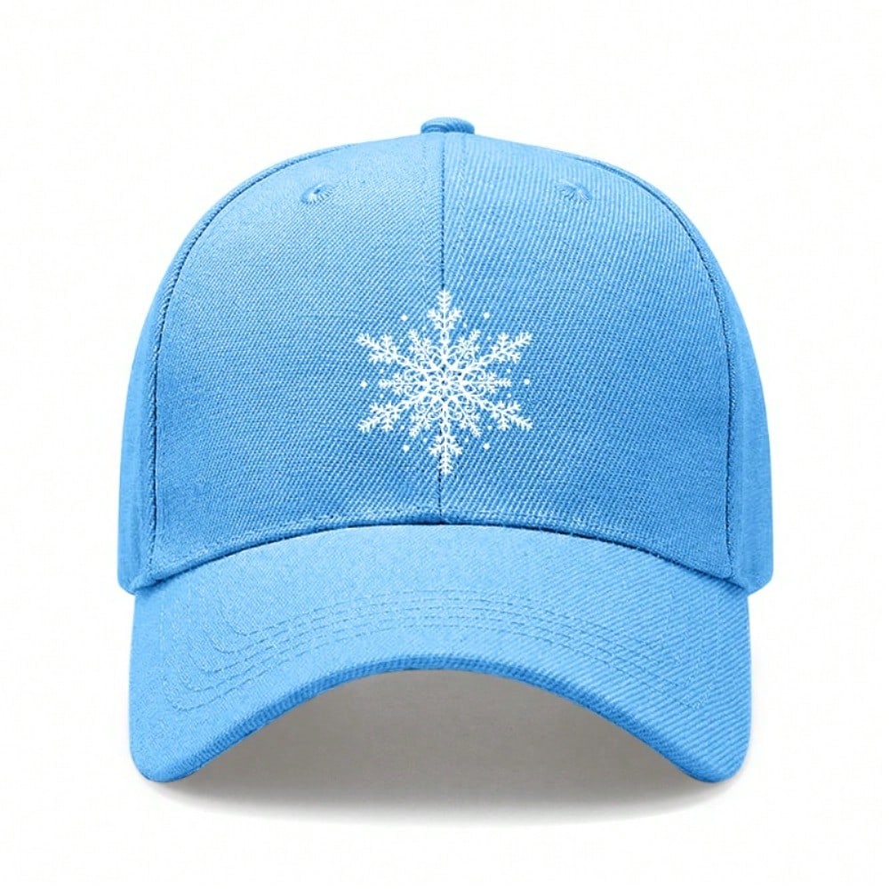 [Winter Baseball Cap] Unisex Snowflake Print Hat, Adjustable Soft Polyester, Lightweight Breathable, Sun Protection for Daily Wear & Holiday Gift
